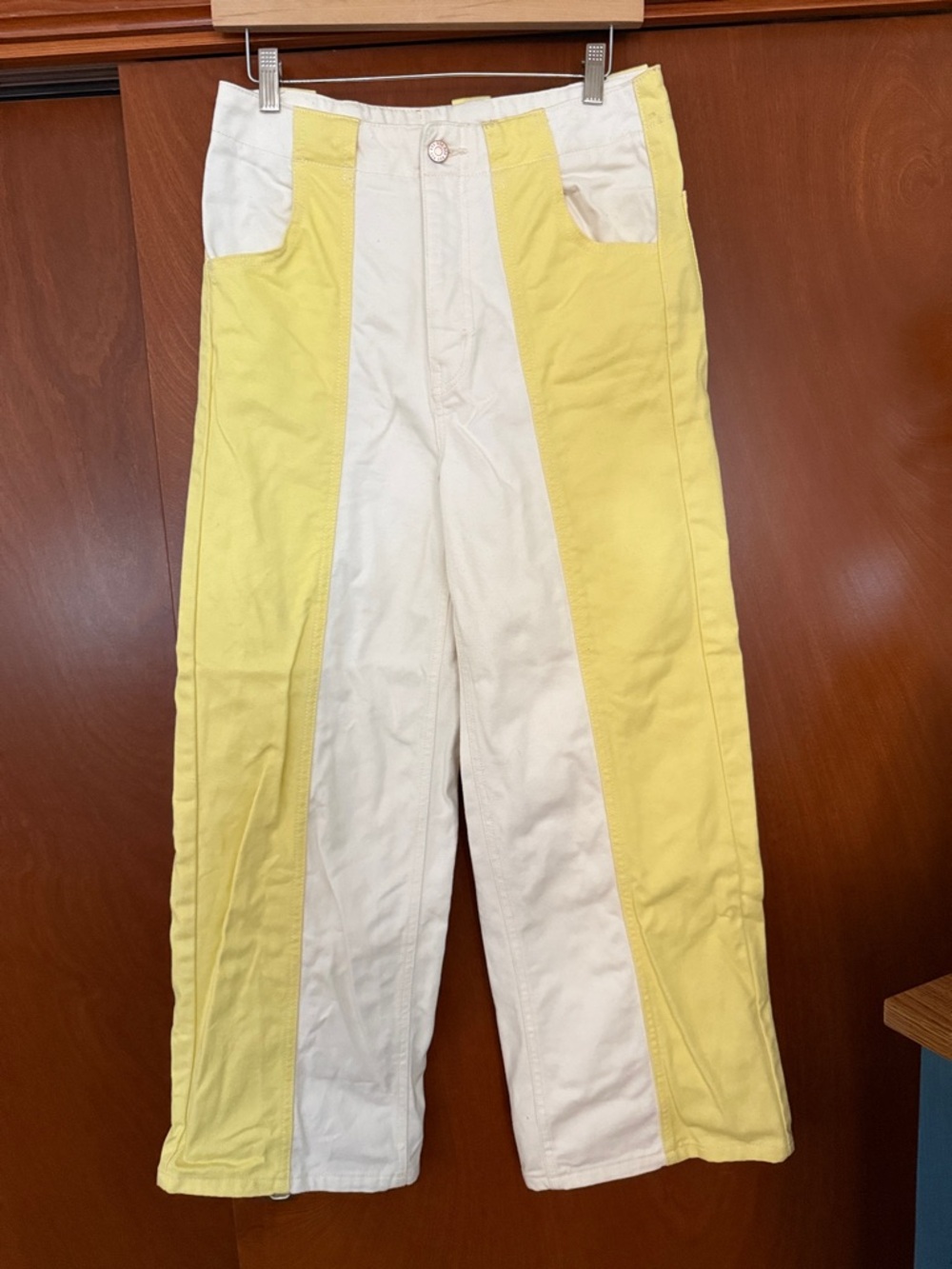 BDG Two-Tone Yellow and White Wide Leg Jeans